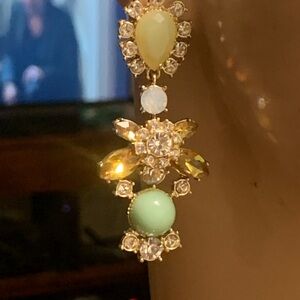 JEWELED RHINESTONES GEMS CABOCHONS SPARKLING COSTUME EARRINGS